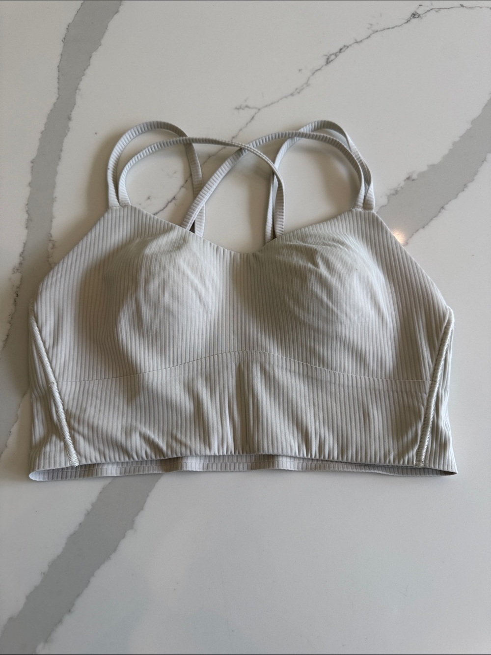 lululemon athletica Cream Ribbed Longline Sports Bra